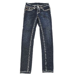 MISS CHIC SKINNY JEANS.SIZE 1 JUNIORS. EMBROIDERED AND RHINESTONES.
